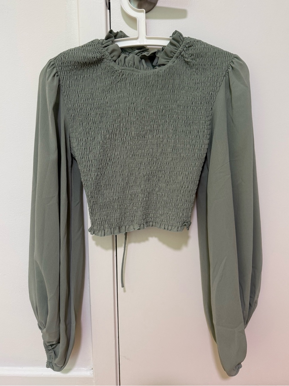 Petal & Pup Sage Green Smocked Cropped Top